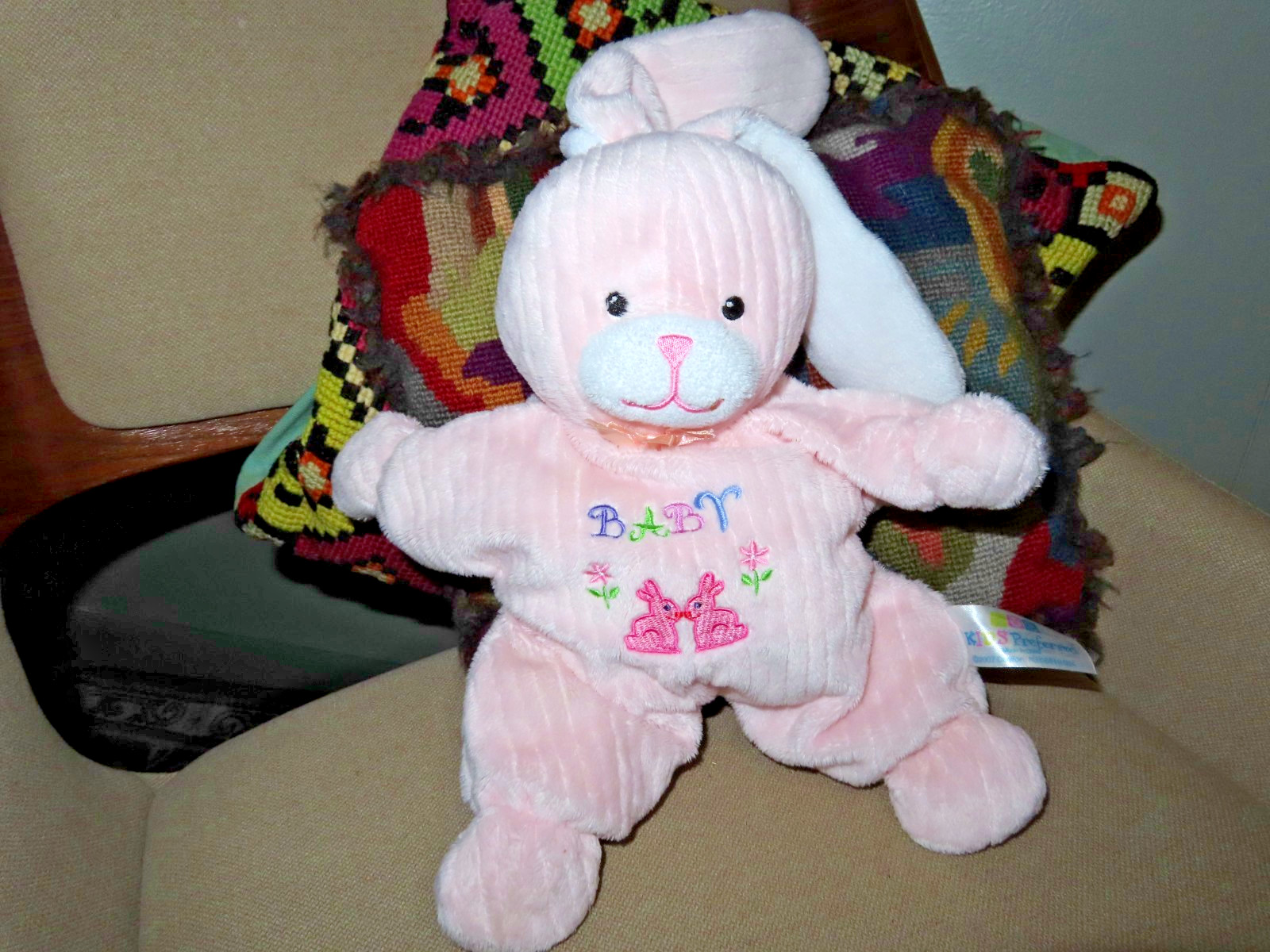 Vintage Kids Preferred Rabbit Plush Pink Bunny Security love Stuffed Animal 2007 Vintage Kids Preferred Rabbit Plush Pink Bunny Security love Stuffed Animal 2007