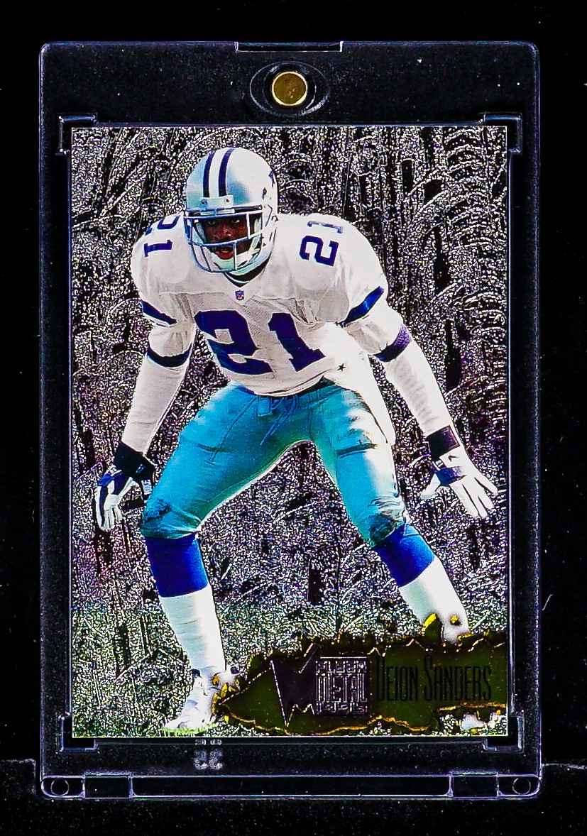 Deion Sanders RARE FLEER METAL PRIME TIME CARD DALLAS COWBOYS HOF