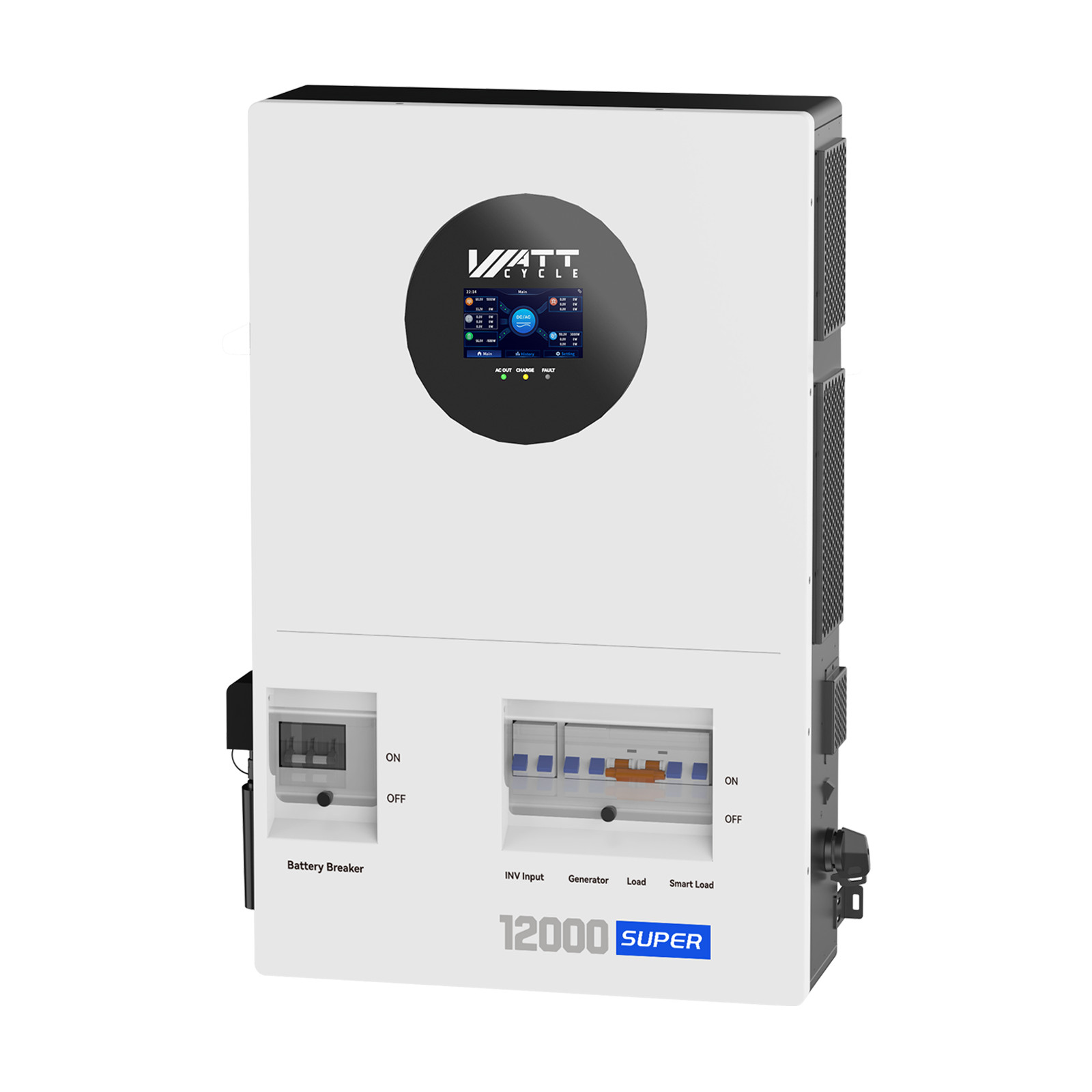 1-4Pcs Wattcycle 48V 12KW Solar Hybrid Inverter with 200A Grid Bypass UPS Backup