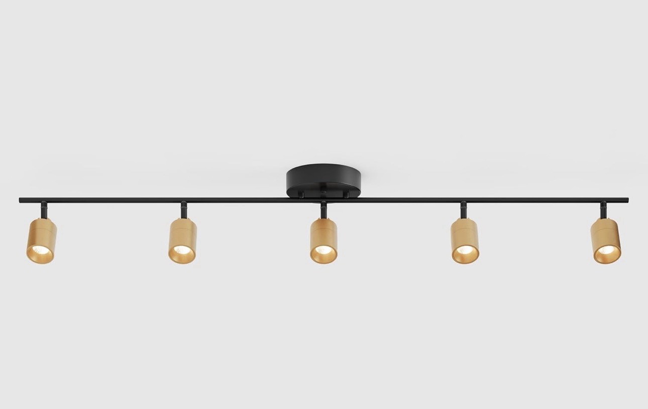Elegant 5 Light Black Brass LED Track Light  Adjustable Modern Ceiling Lighting