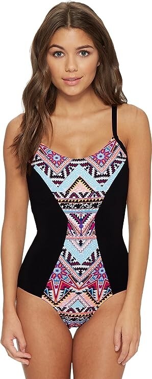 Seafolly Women\'s Standard Contrast Panels One Piece, Multi, 8