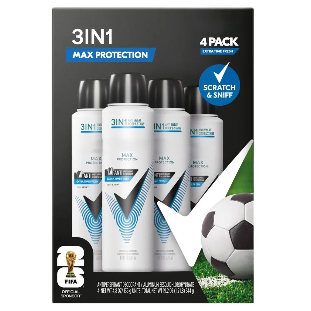 Degree Men Max Antiperspirant/Deodorant Spray Extra Time Fresh Scent - 4.8oz 4PK