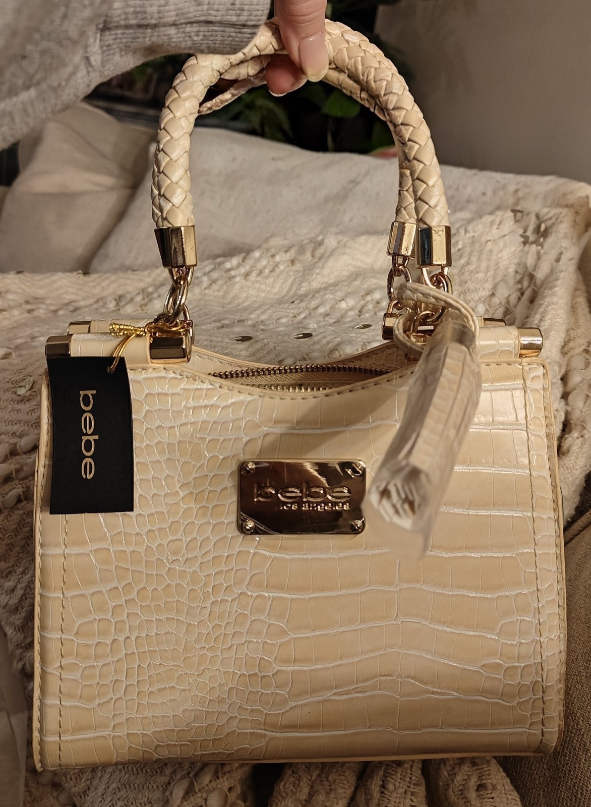 NWT Natalie Mini Croco Shopper Crossbody Mini Bag By BEBE Ivory ( more Yellow) NWT Natalie Mini Croco Shopper Crossbody Mini Bag By BEBE Ivory ( more Yellow)