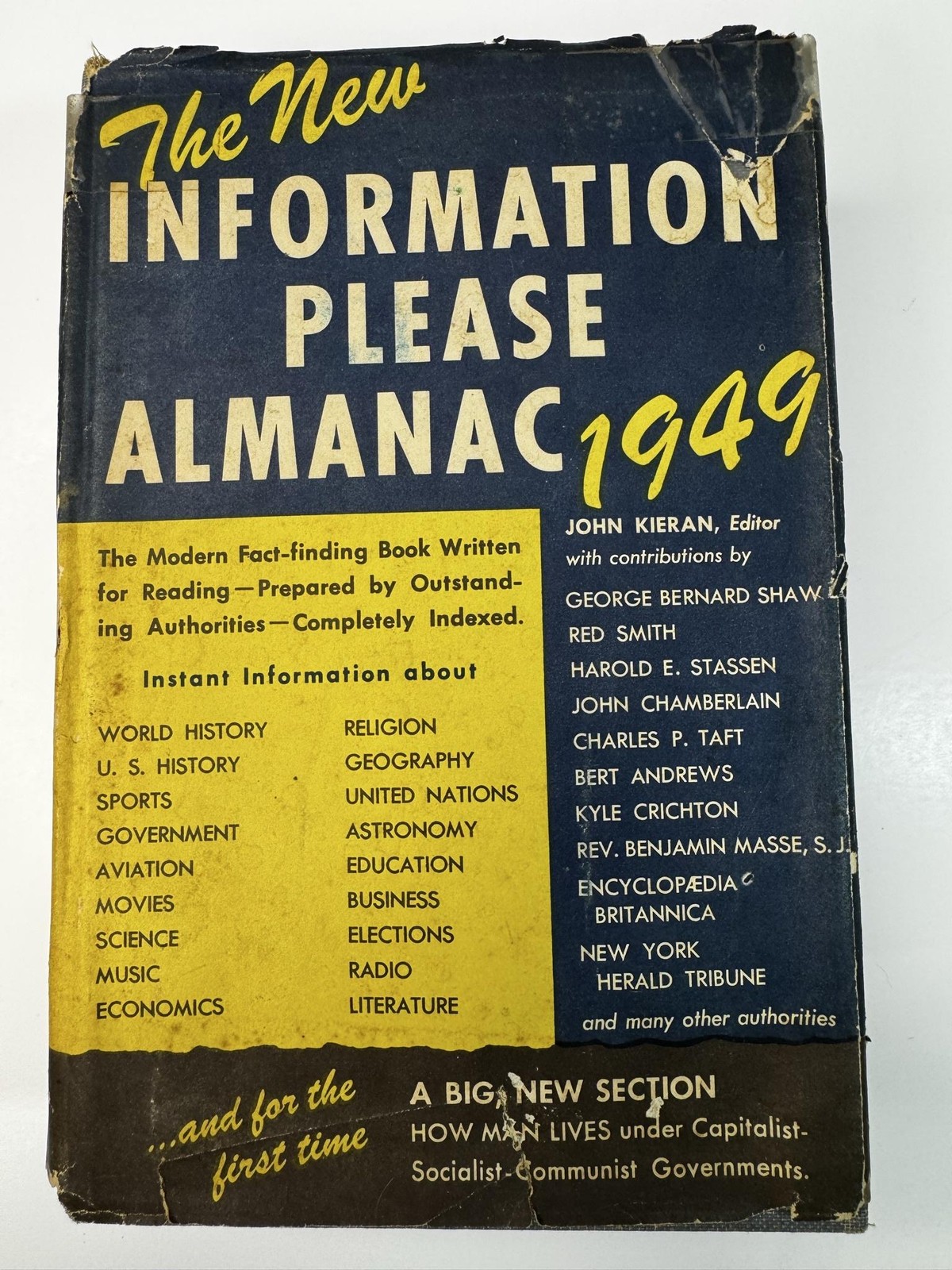 Vintage 1949 Information Please Almanac John Kieran HC DJ Farrar Straus BOMC
