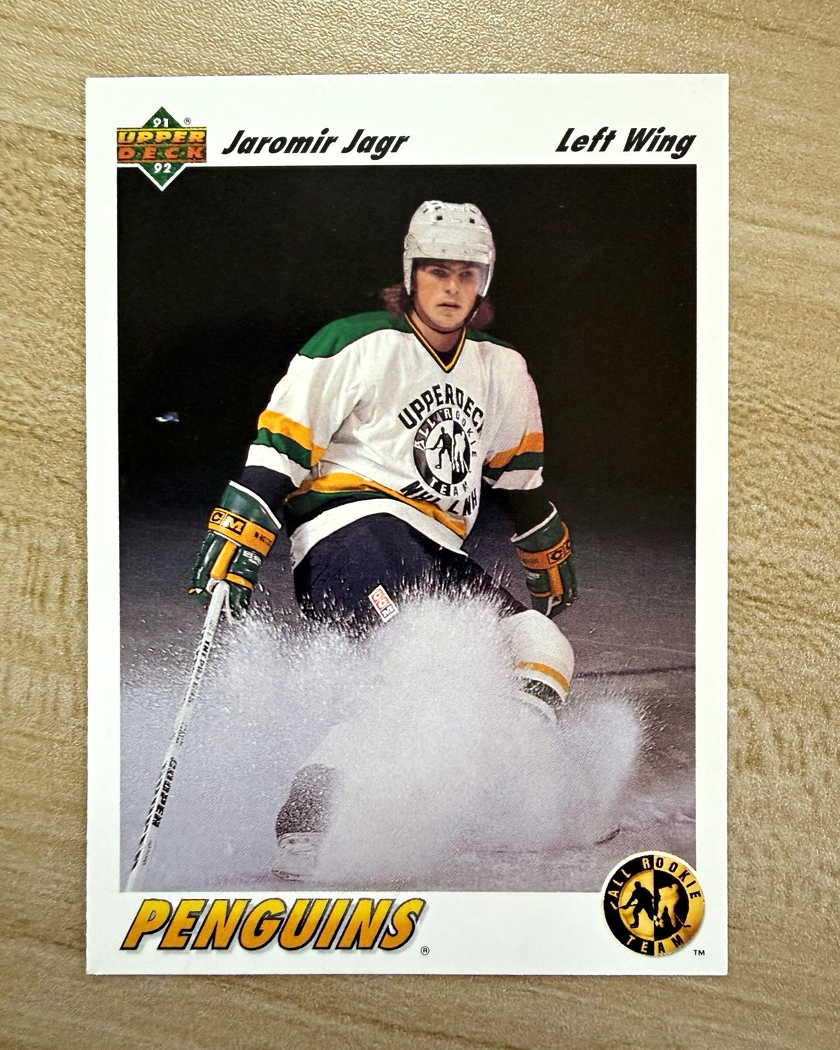 1991-92 Upper Deck Jaromir Jagr #42 Rookie All-Rookie Team Penguins Card 1991-92 Upper Deck Jaromir Jagr #42 Rookie All-Rookie Team Penguins Card