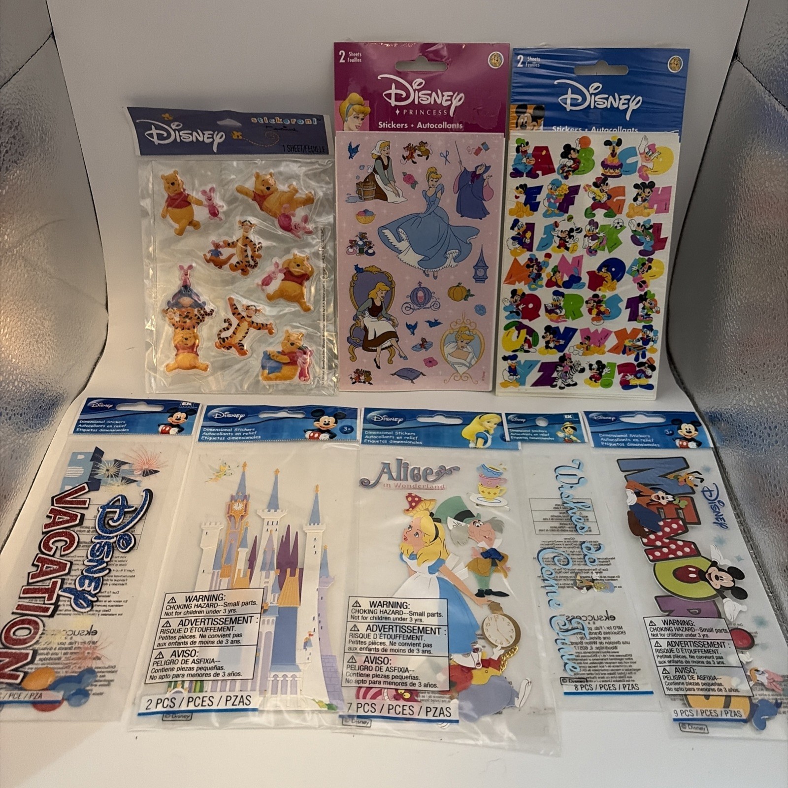 Vtg 90s Disney Sticker Lot Sandylion 3DEK Success Alphabet Cinderella Pooh Alice Vtg 90s Disney Sticker Lot Sandylion 3DEK Success Alphabet Cinderella Pooh Alice