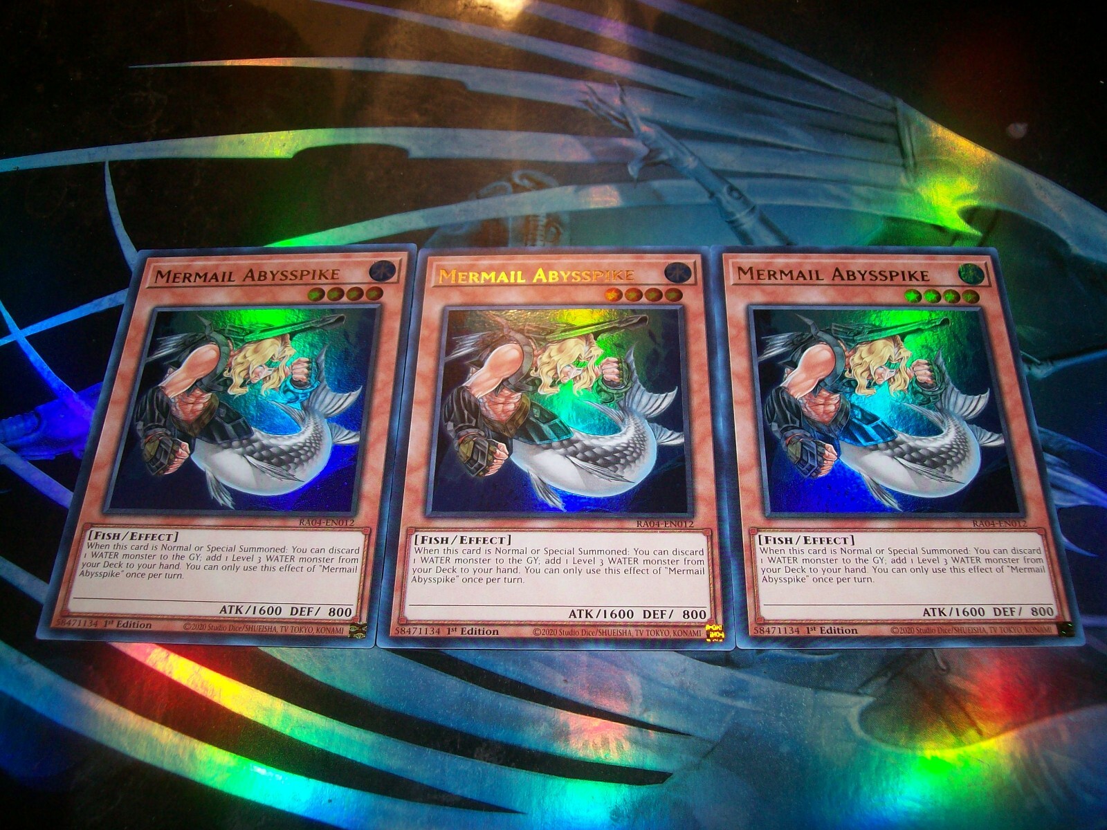 3x Mermail Abysspike 1st Edition Ultra Rare RA04-EN012 Yu-Gi-Oh