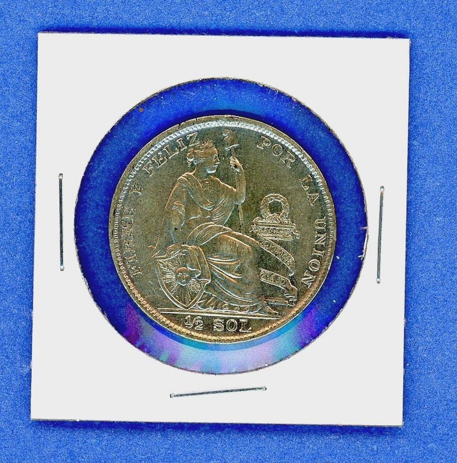 1927 Silver Peru 1/2 Sol Seated Liberty Sol de Oro Lima