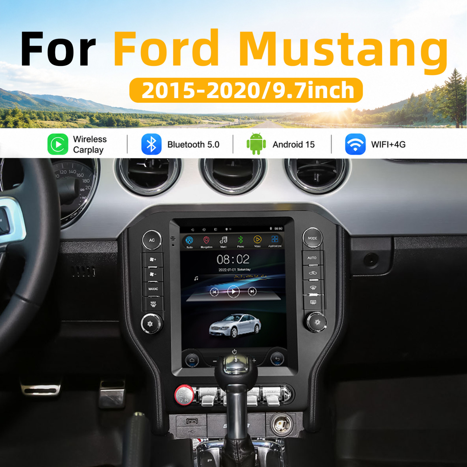 For 2015-2021 Ford Mustang 9.7