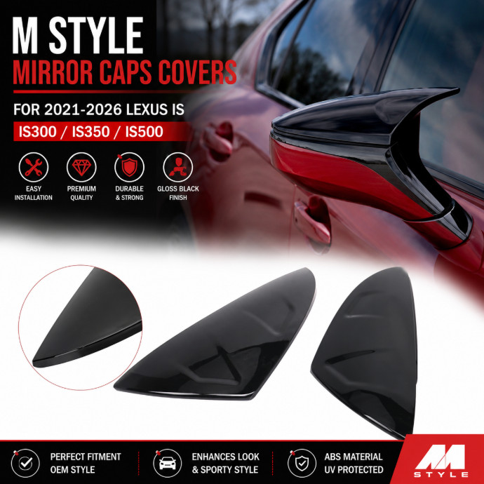 Mirror Caps M Style Gloss Black For 2021-2026 Lexus IS300 IS350 IS500