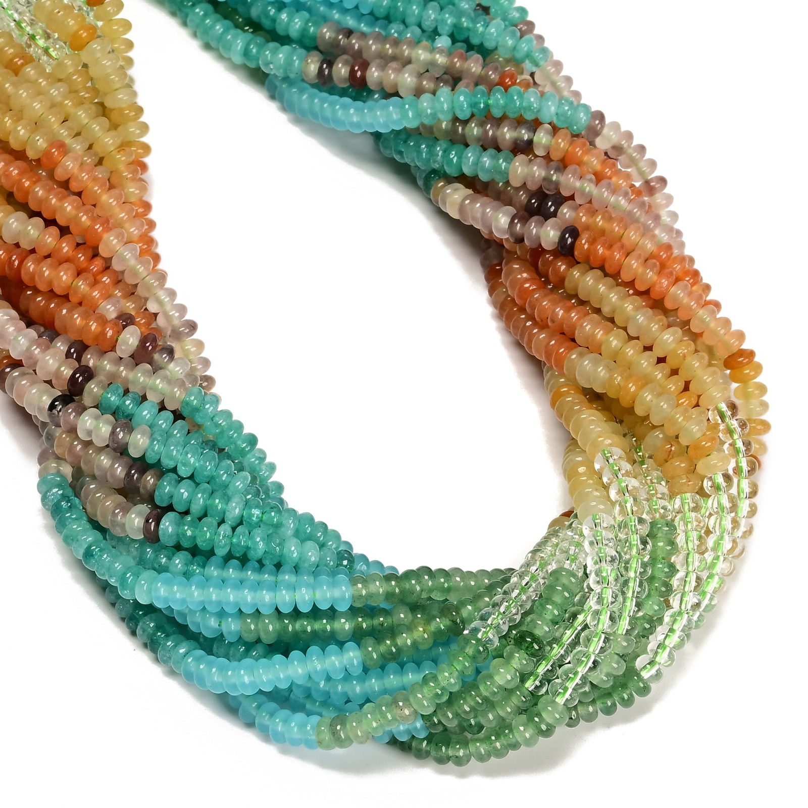04 Multi-color Gemstone Smooth Rondelle Beads Size 2x4mm 15\'\' Strand