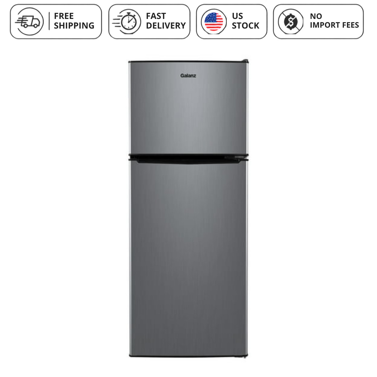 Galanz 4.6 Cu Ft 2-Door Mini Fridge with Top Freezer Stainless Steel