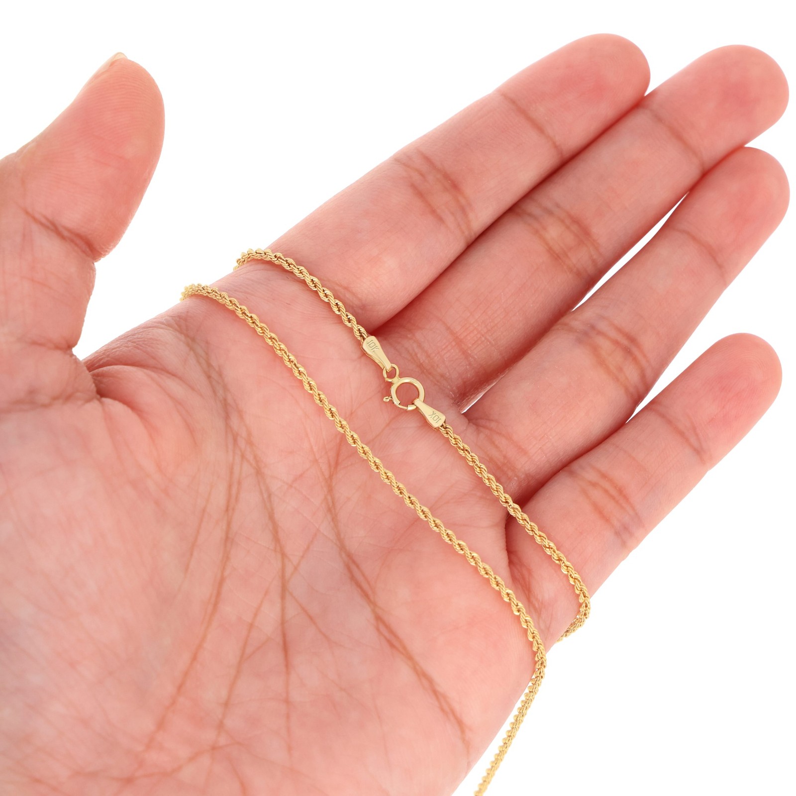 10K Yellow Gold 1.5mm-10mm Diamond Cut Rope Chain Necklace Mens Women 16\