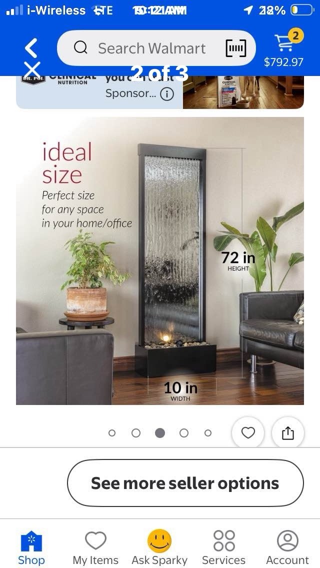 Alpine Corporation 72in Waterfall Fountain Mirror Gray