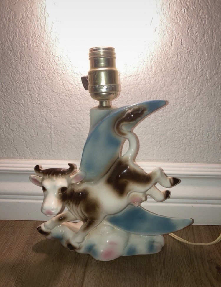 Vintage Nursery Lamp Cow Jumps Over The Moon 1961 Lane USA Vintage Nursery Lamp Cow Jumps Over The Moon 1961 Lane USA
