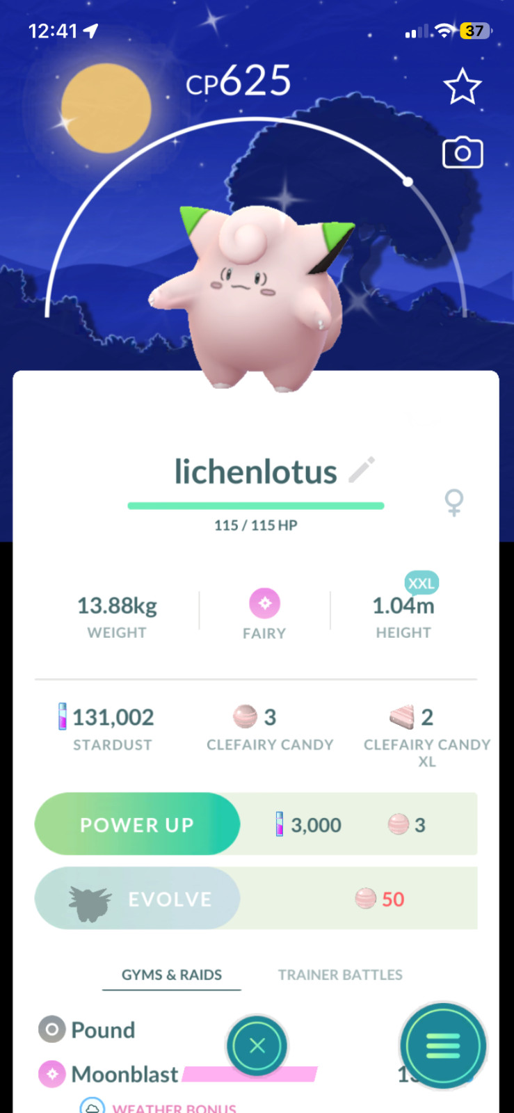 Pokémon Go PTC Shiny XXL Clefairy Moonlit Mid Autumn BG  *2026 New Release*
