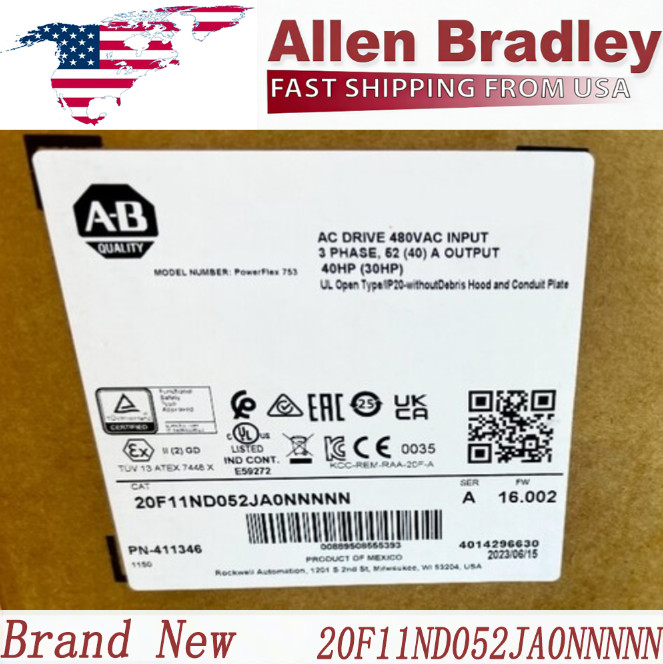 20F11ND052JA0NNNNN AB NEW IN BOX PowerFlex 753 AC Drive US Free Tax PLC 1PC US