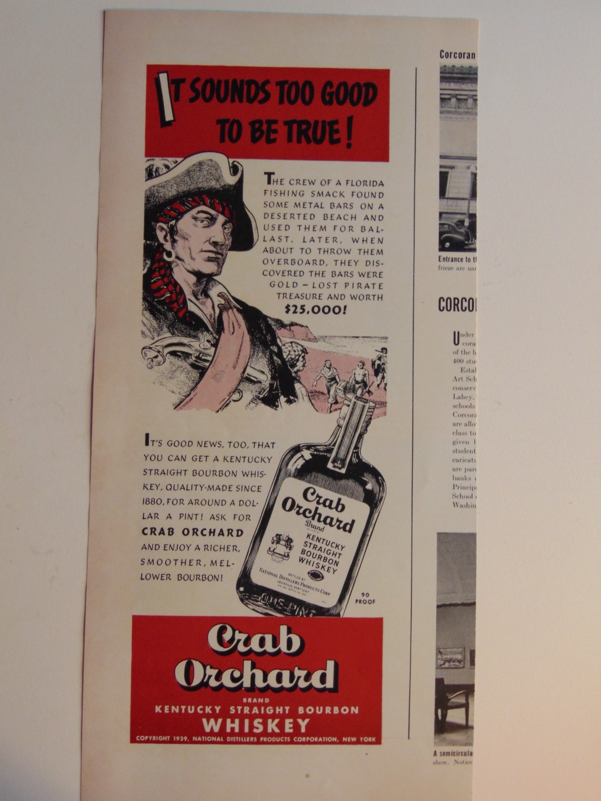 1939 Crab Orchard Kentucky Whiskey-vintage print ad