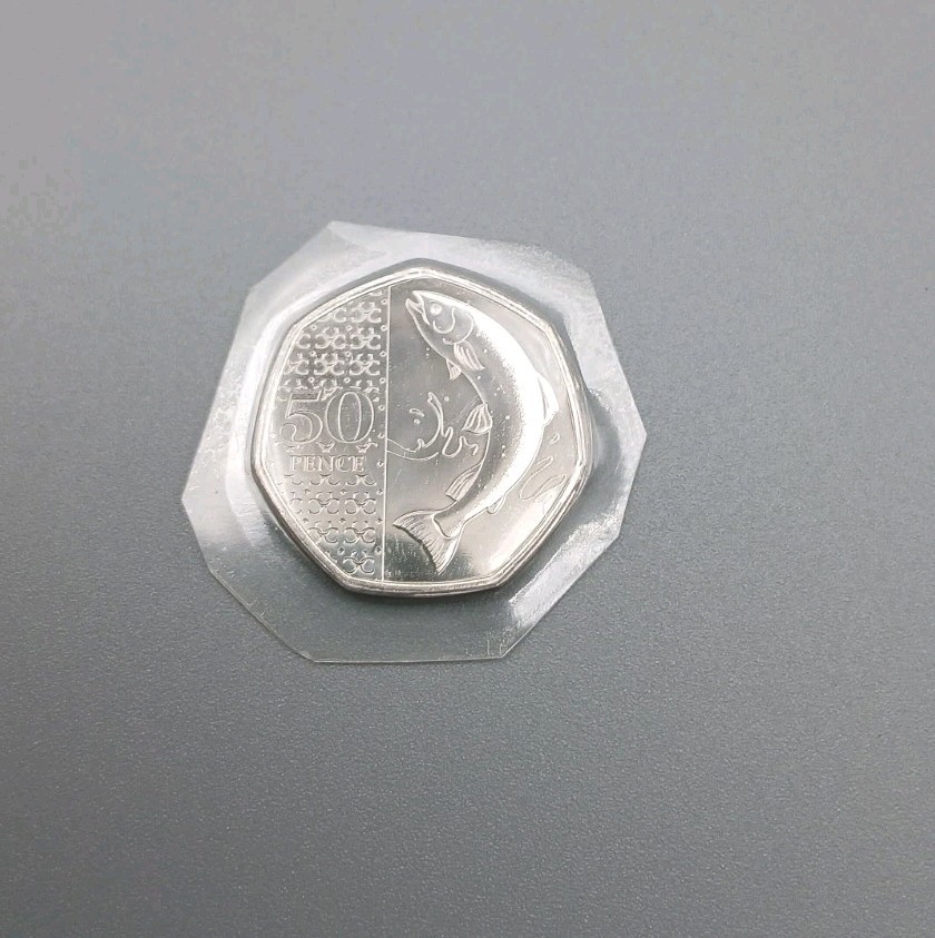 2023 King Charles Definitive Atlantic Salmon 50p Coin Privy Mark Uncirculated 2023 King Charles Definitive Atlantic Salmon 50p Coin Privy Mark Uncirculated