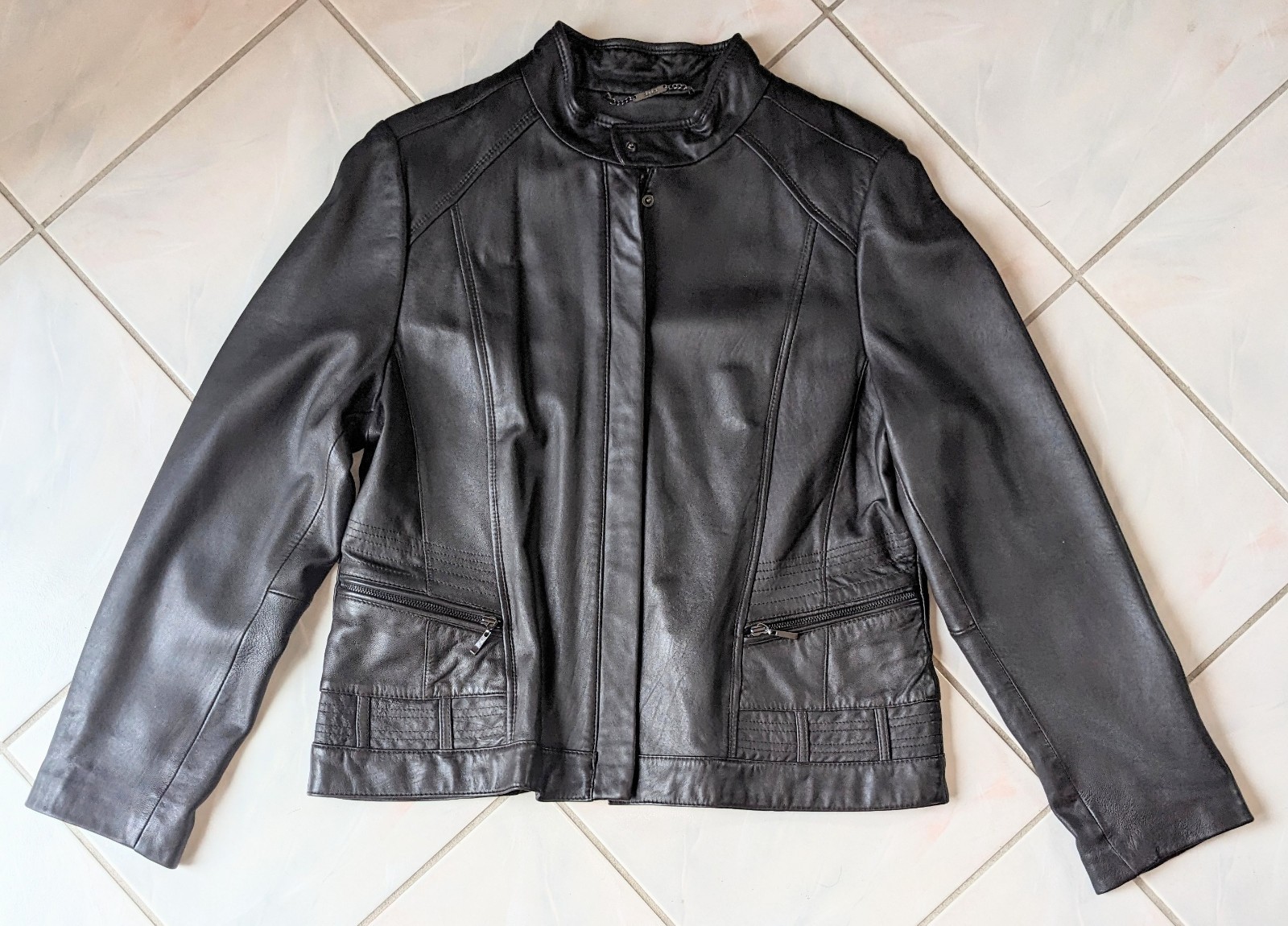 A.N.A. A New Approach Women\'s XL Genuine Lambskin Leather Moto Jacket Brown