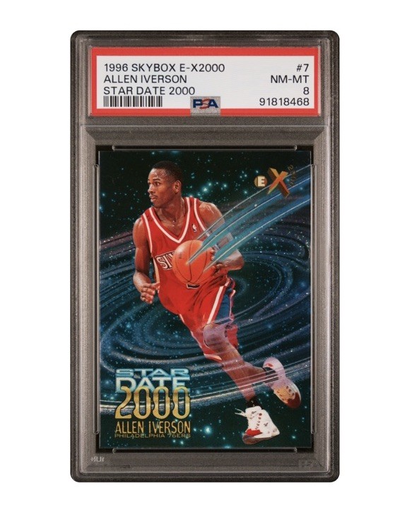 1996-97 Allen Iverson Skybox E-X Stardate 2000 #7 Rookie Card PSA 8 NM-MT 1996-97 Allen Iverson Skybox E-X Stardate 2000 #7 Rookie Card PSA 8 NM-MT