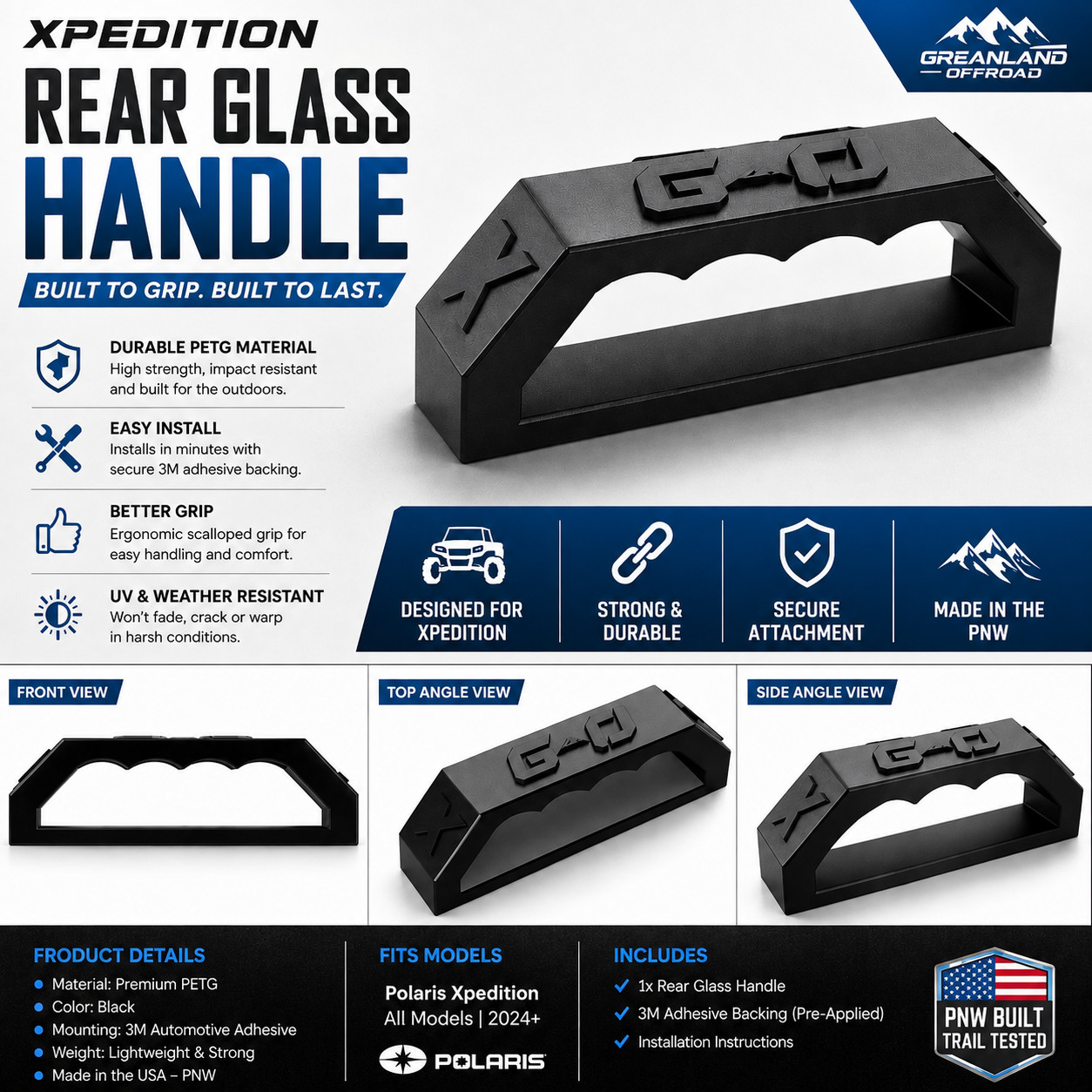 Polaris Xpedition Rear Glass Handle 2024+ XP XP5 ADV ADV5 Heavy Duty PETG