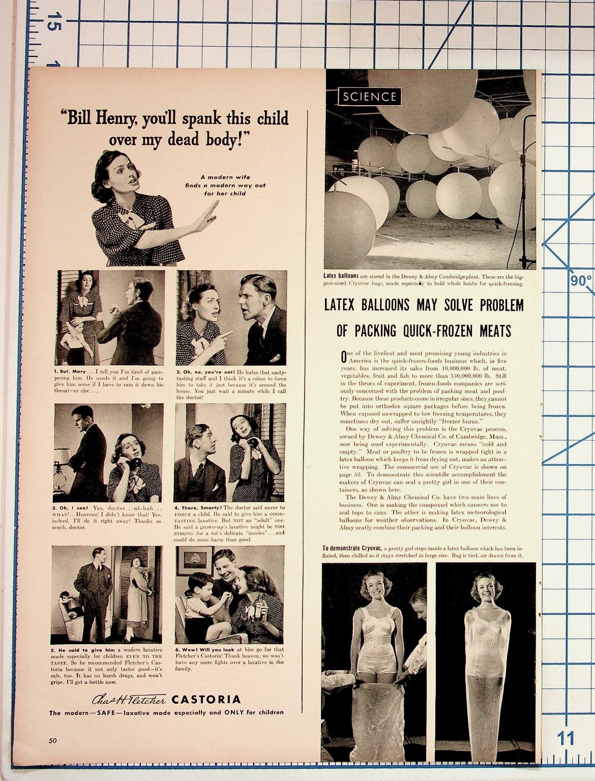 1939 Crab Orchard Whiskey Blatz Beer Cryovac Science Castoria Ad Magazine Page