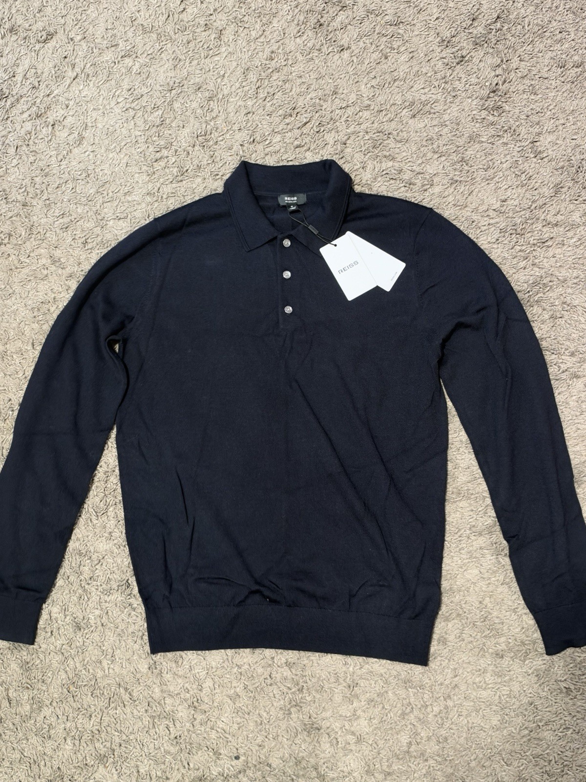 Reiss Long Sleeve Premium Cotton Buttom Up Polo Size Medium#Luxury#Premium