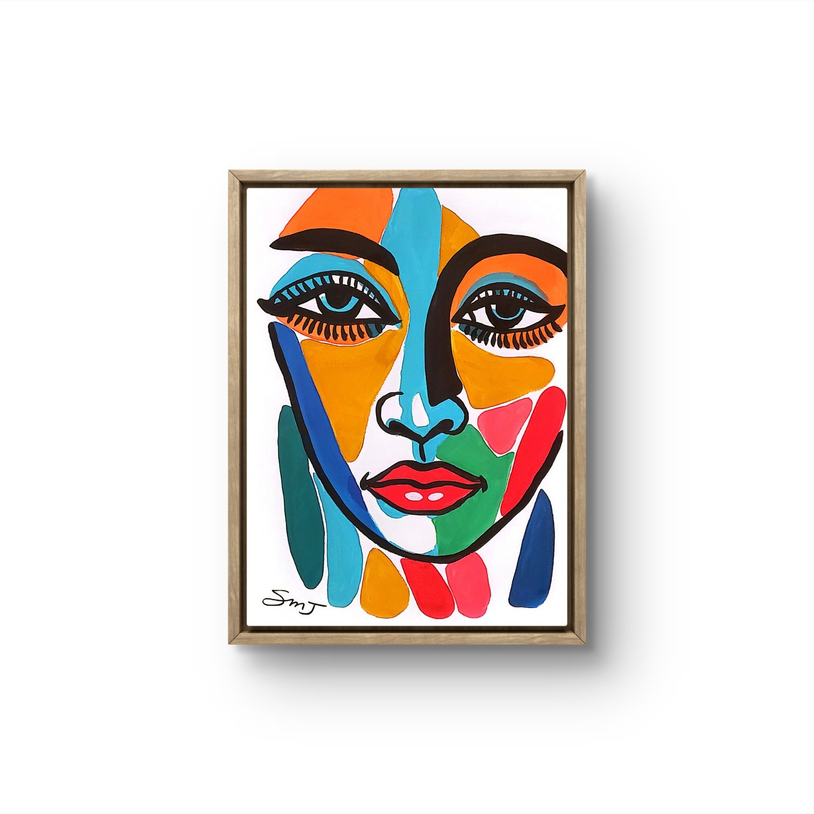 JULIEN Original 12x16 WOMAN FACE Vibrant Abstract Expressionism Canvas Painting