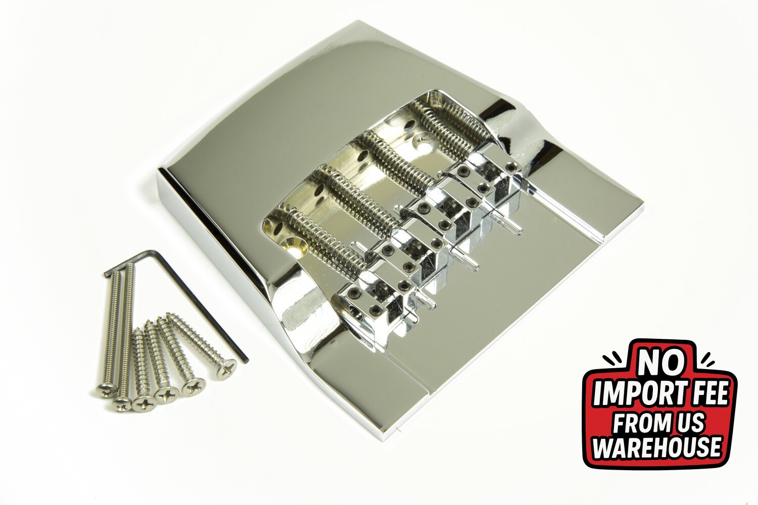 Genuine Hipshot 5RK400BC 4 String Rickenbacker replacement bridge Chrome plated.