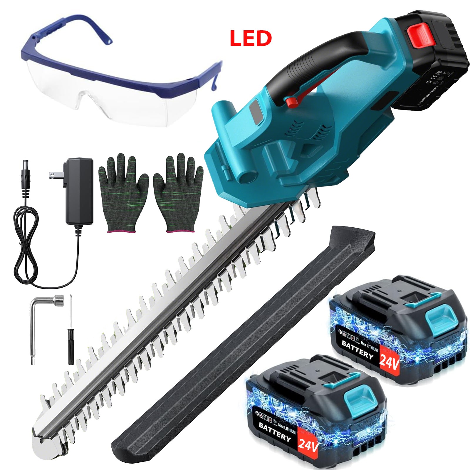 20″ Cordless Hedge Trimmer Electric Hedge Trimmer With 2* 24V Battery + Charger 20″ Cordless Hedge Trimmer Electric Hedge Trimmer With 2* 24V Battery + Charger