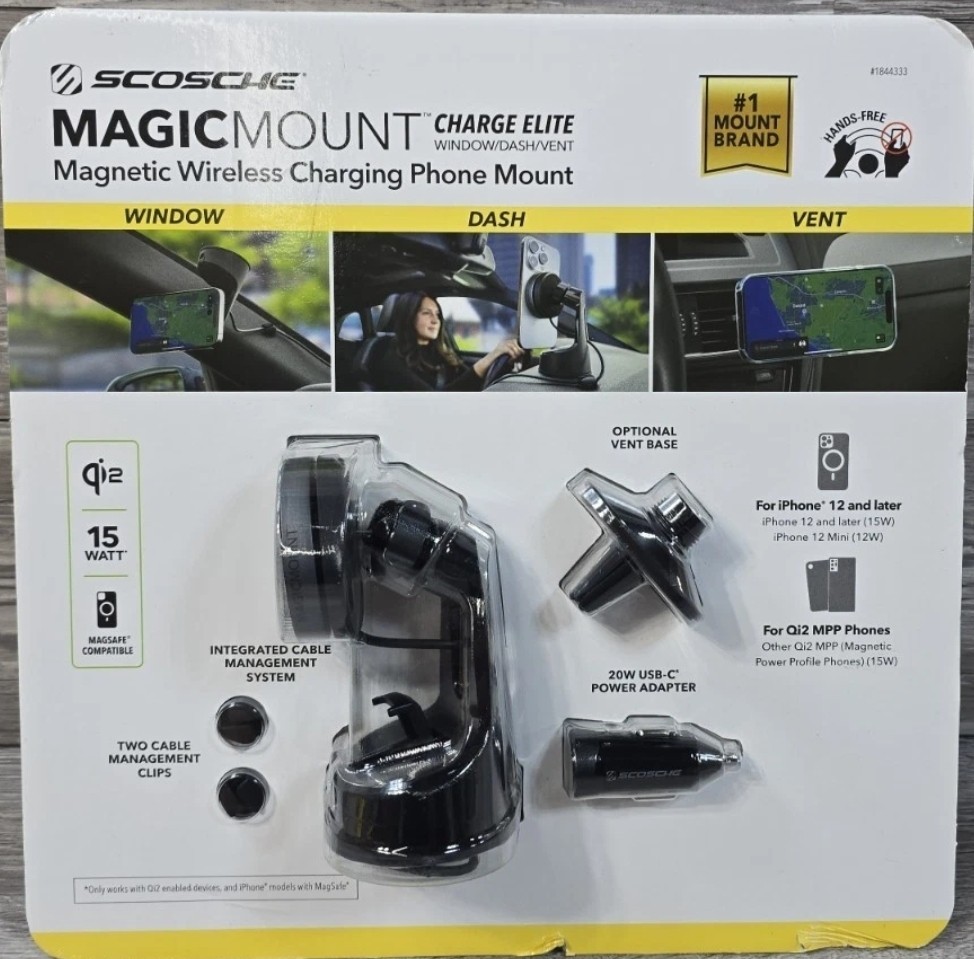 Scoche Magicmount Magnetic Wireless Charging Phone Mount- iPhone 12 Up NEW