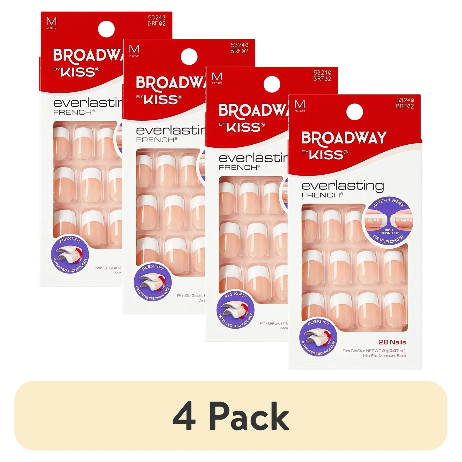 KISS Everlasting French Press-On Nails - White Squoval (28ct)