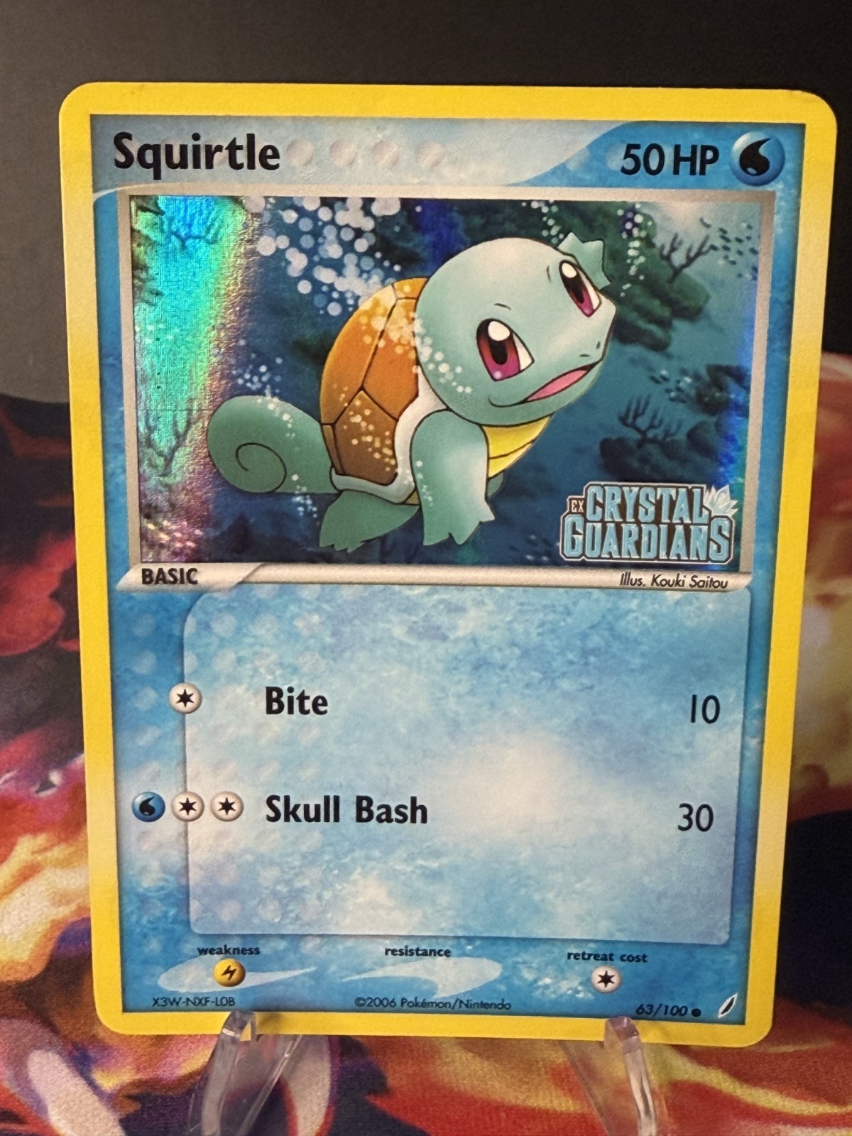 Squirtle 63/100 Reverse Holo Stamped EX Crystal Guardians 2006 Pokemon TCG Card