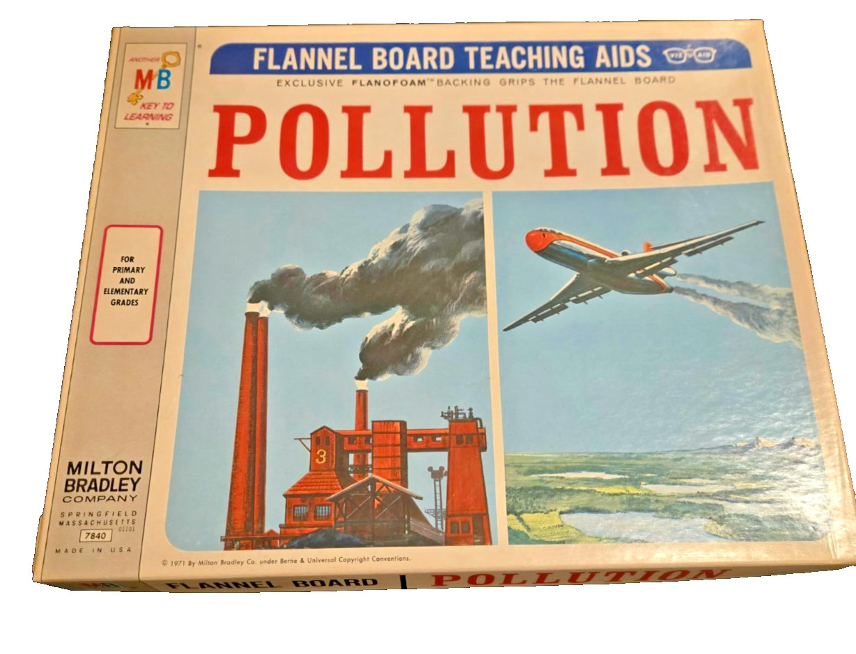Vintage 1971 Pollution Flannel Board Educational Teaching Aids MB NEW OLD STOCK