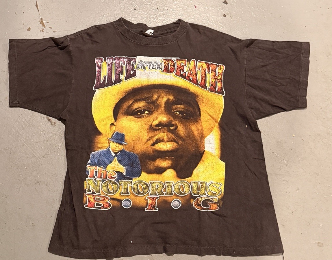 Vintage 90s Notorious BIG Biggie Tupac Rap Tee VTG Bay Club Top Shirt XL Faded