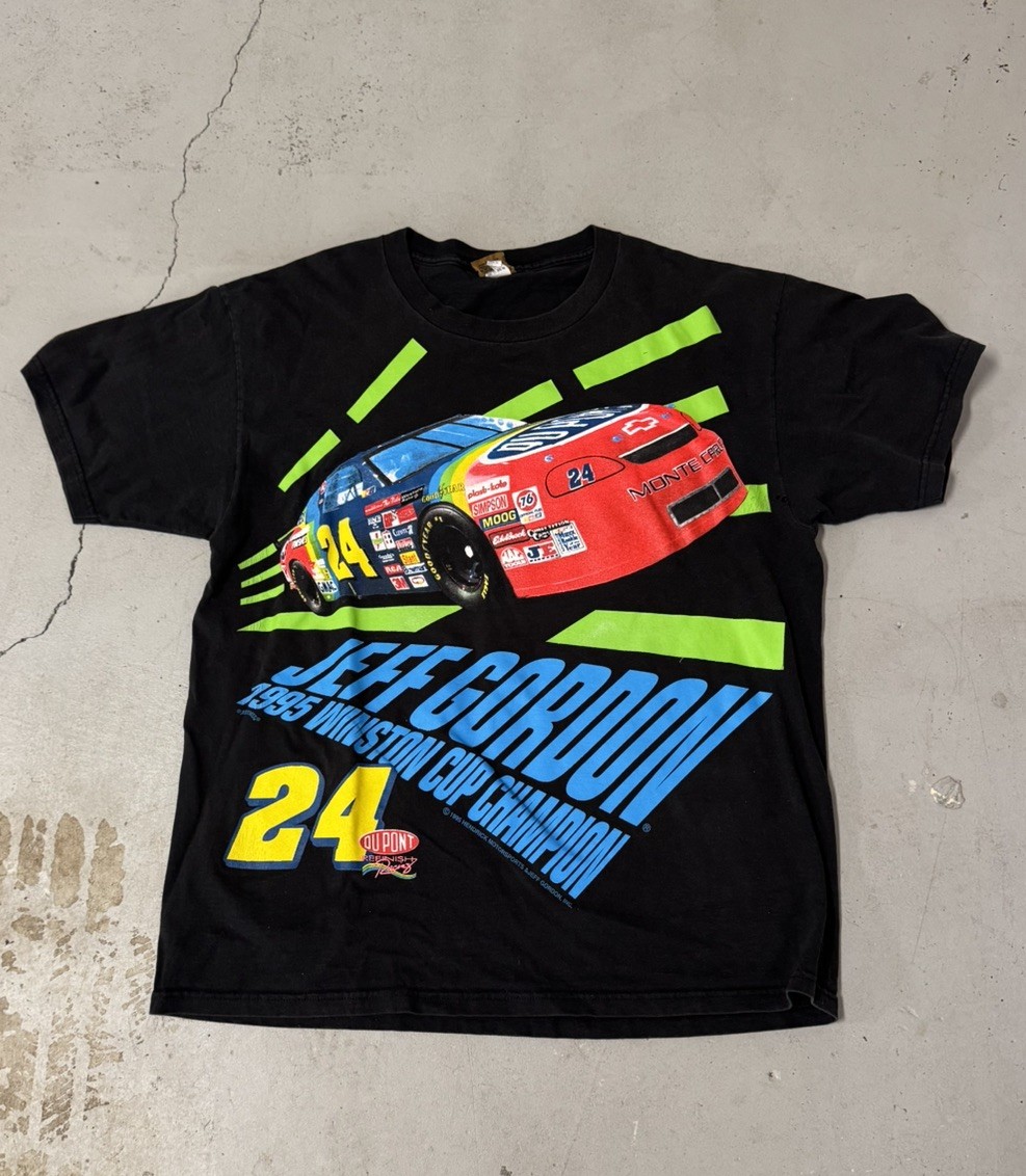 Vintage AOP Jeff Gordon Double Sided AOP nascar  T Shirt  XL nutmeg tag 1995