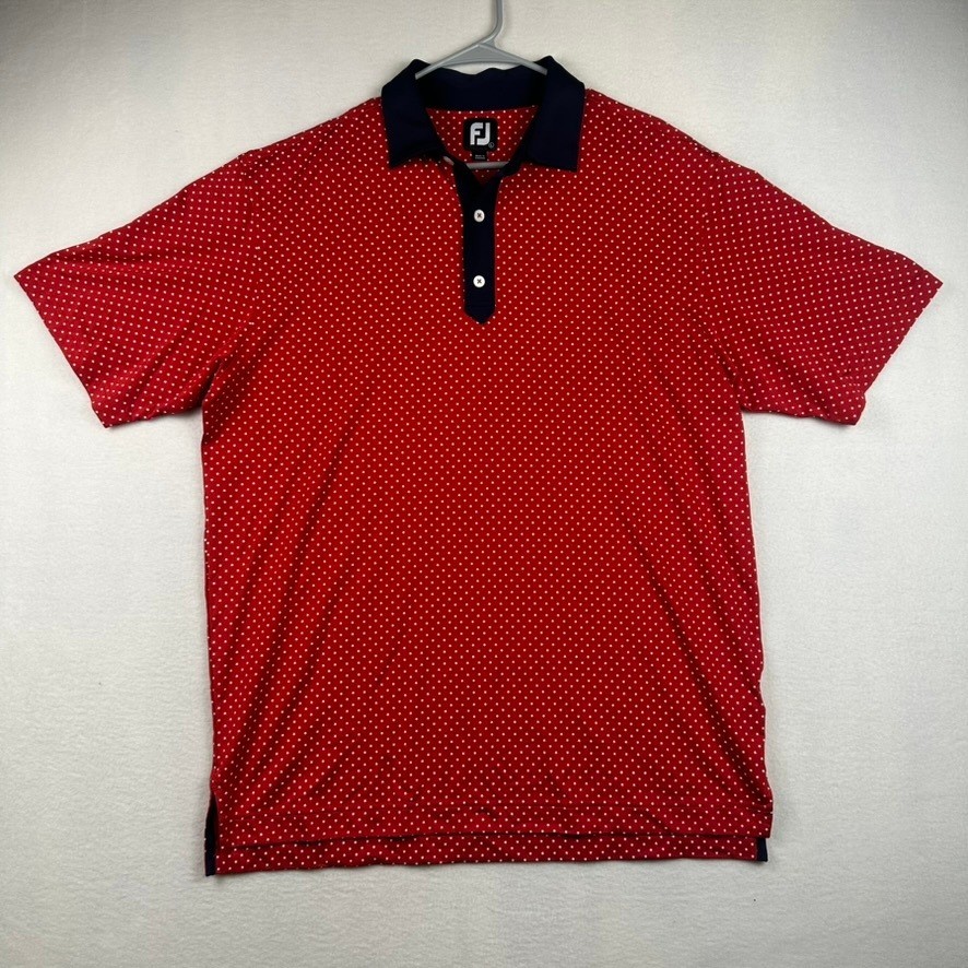 FootJoy Golf Polo Shirt Mens L Red Star Print Performance Athletic Sportswear FootJoy Golf Polo Shirt Mens L Red Star Print Performance Athletic Sportswear