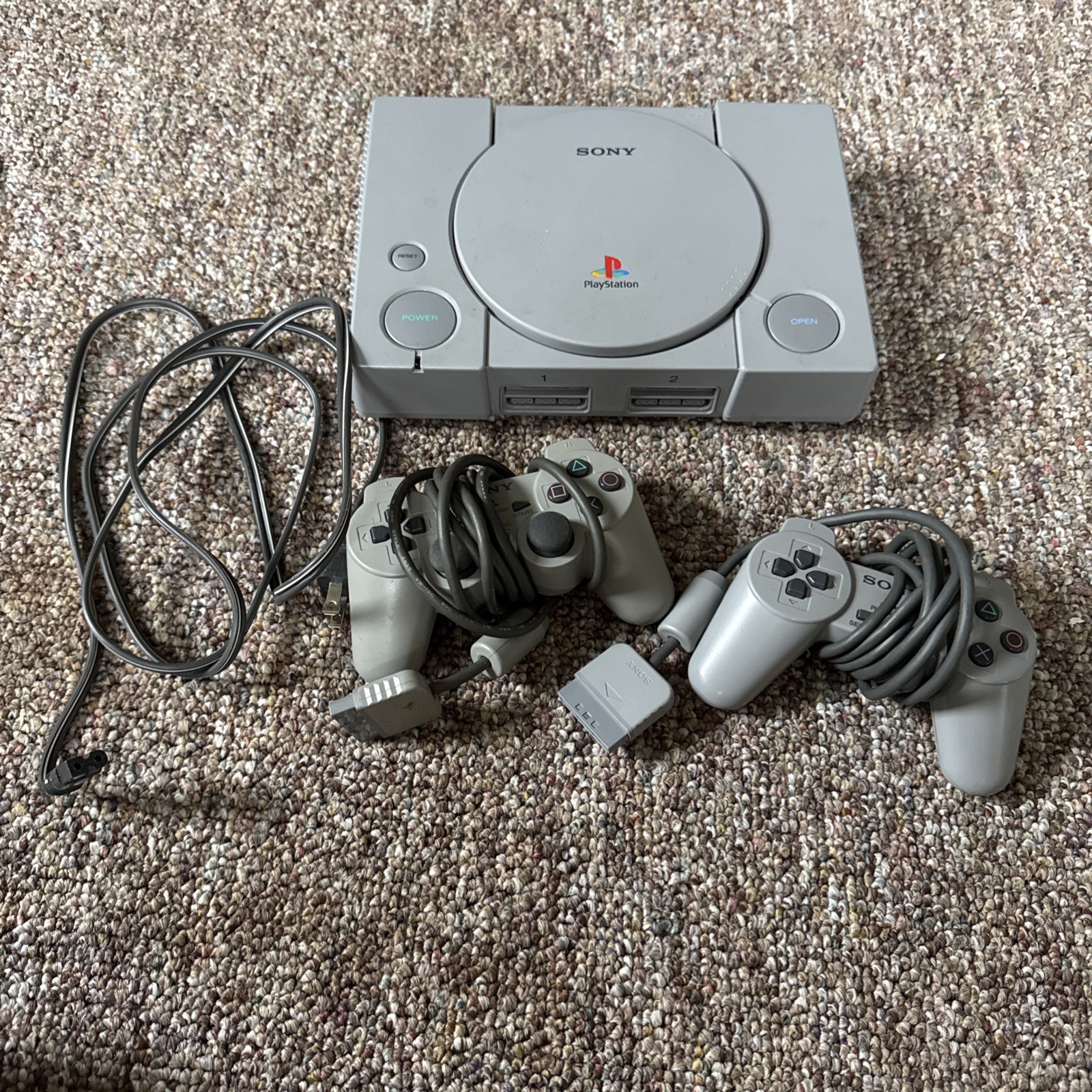 Sony PlayStation 1 PS1 Space Gray Console Gaming System With 2 Controllers Test