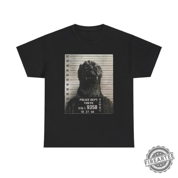 Funny mugshot godzilla tshirt, vintage tshirt