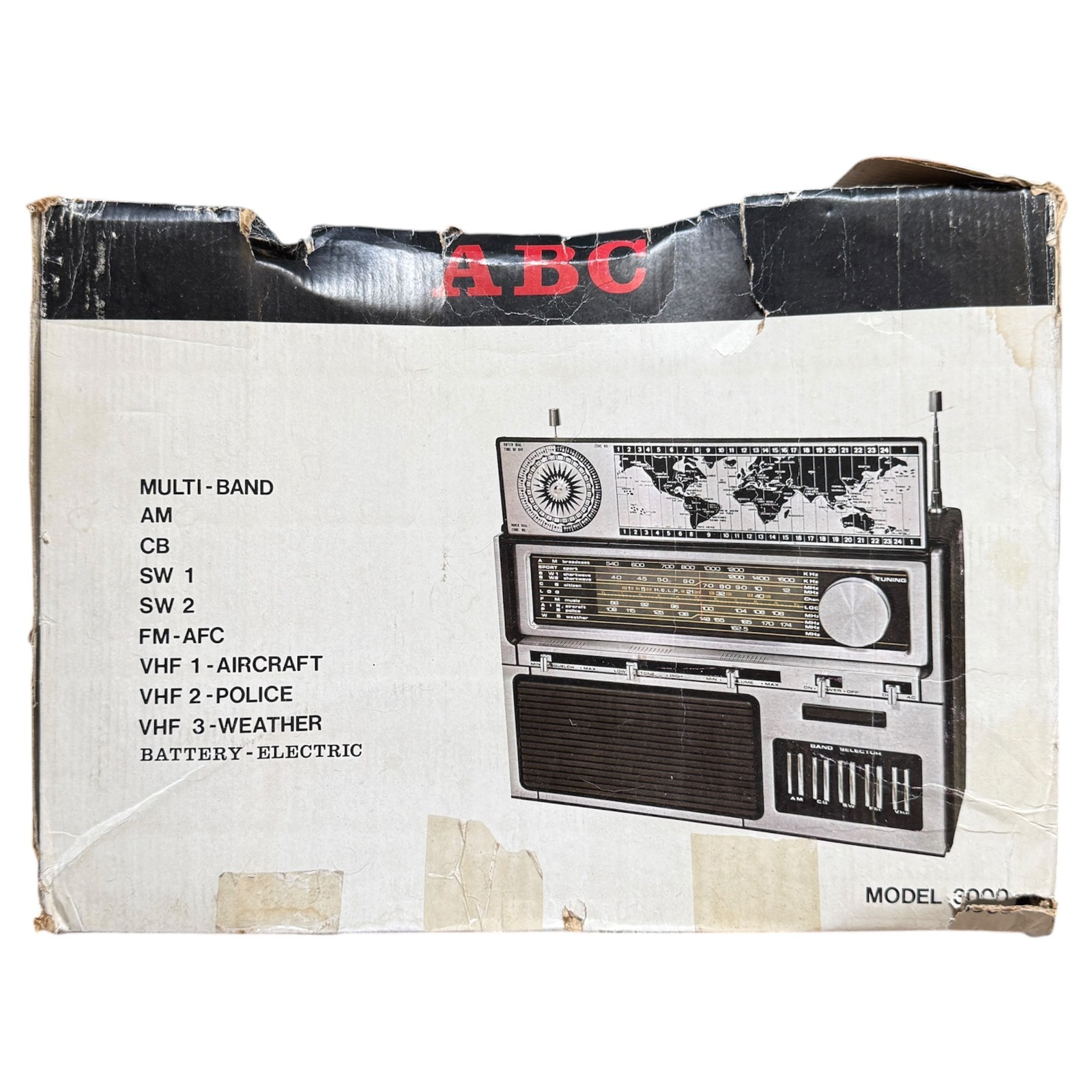 Vintage ABC 3000 Solid State Multi-Band Electric Portable Radio Receiver Silver