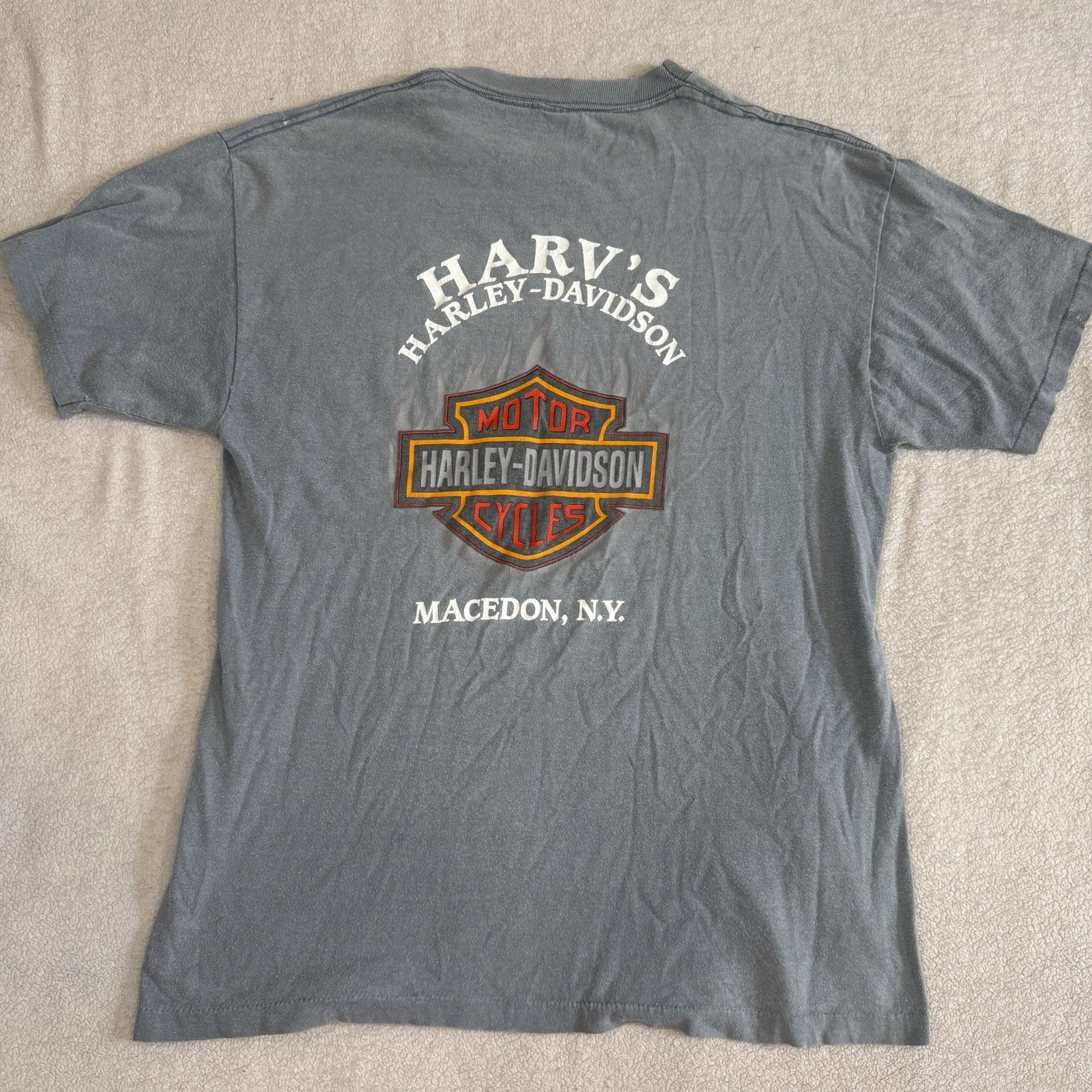 Vintage 1990s Harley Davidson 3D Emblem Shield T-Shirt Double Sided Sz Large