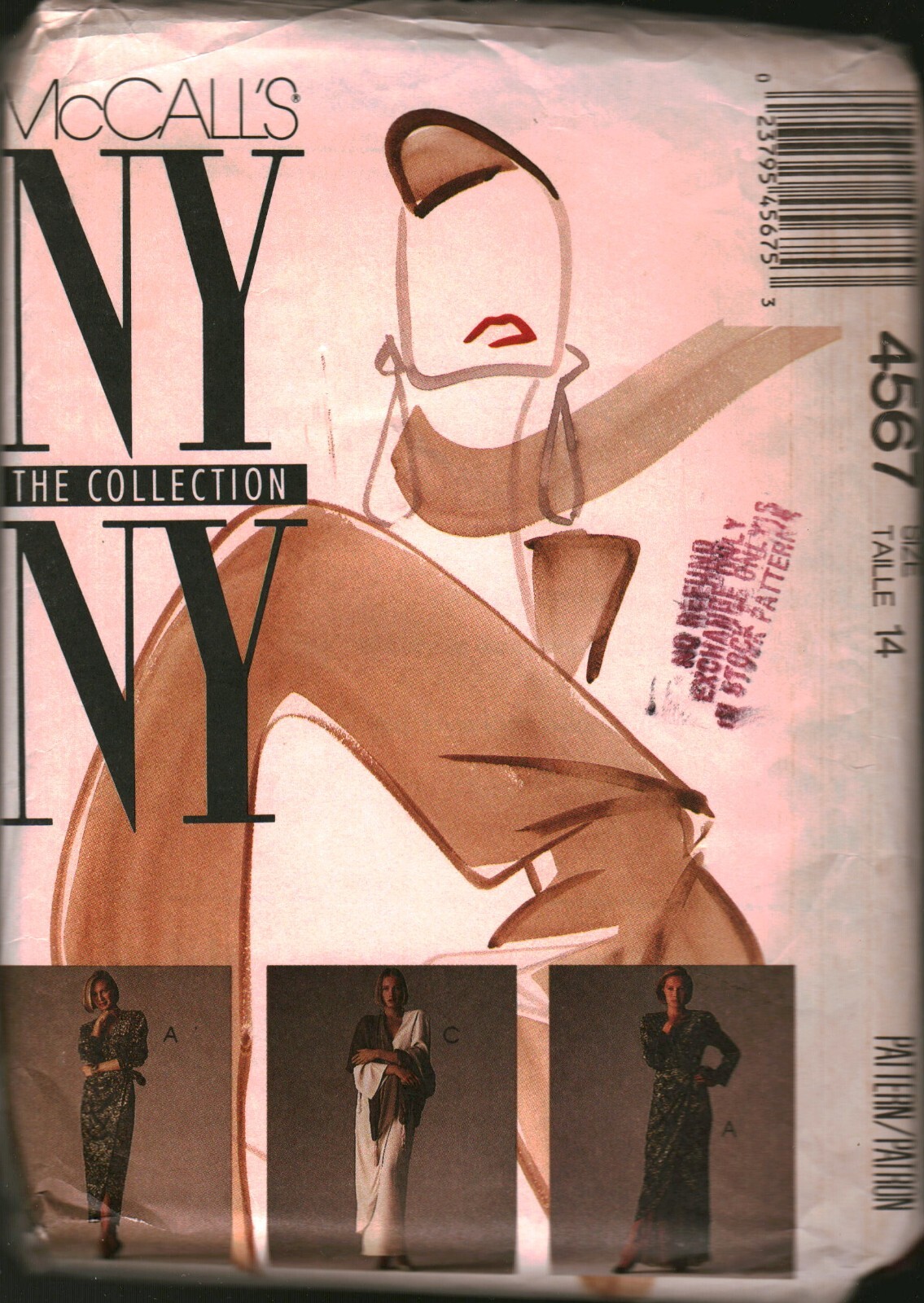4567 Vintage McCalls SEWING Pattern Misses Dress Skirt Scarf UNCUT NY NY 1980s