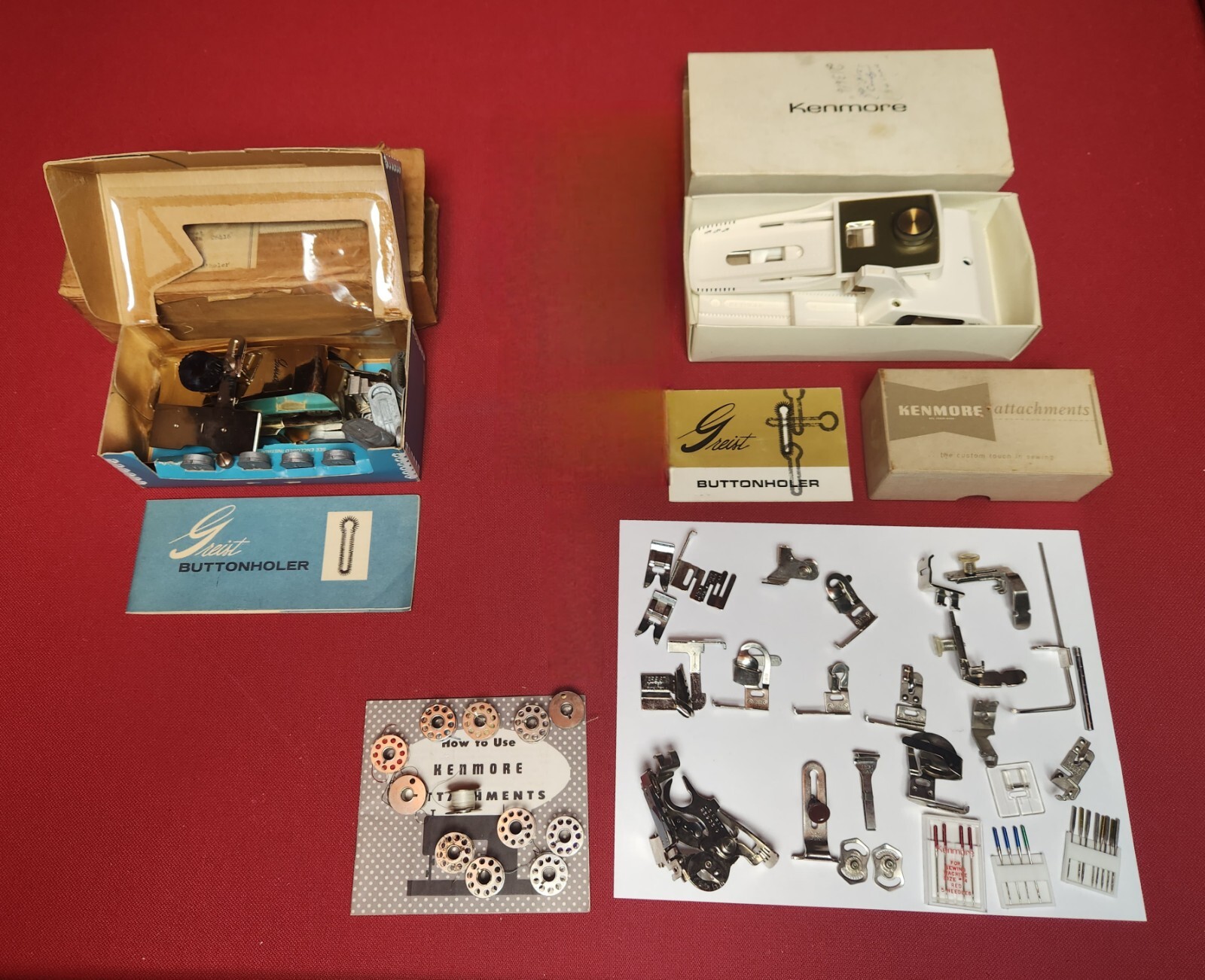Large Vintage Sewing Machine Accessories Lot / Sears / Kenmore / Greist & More