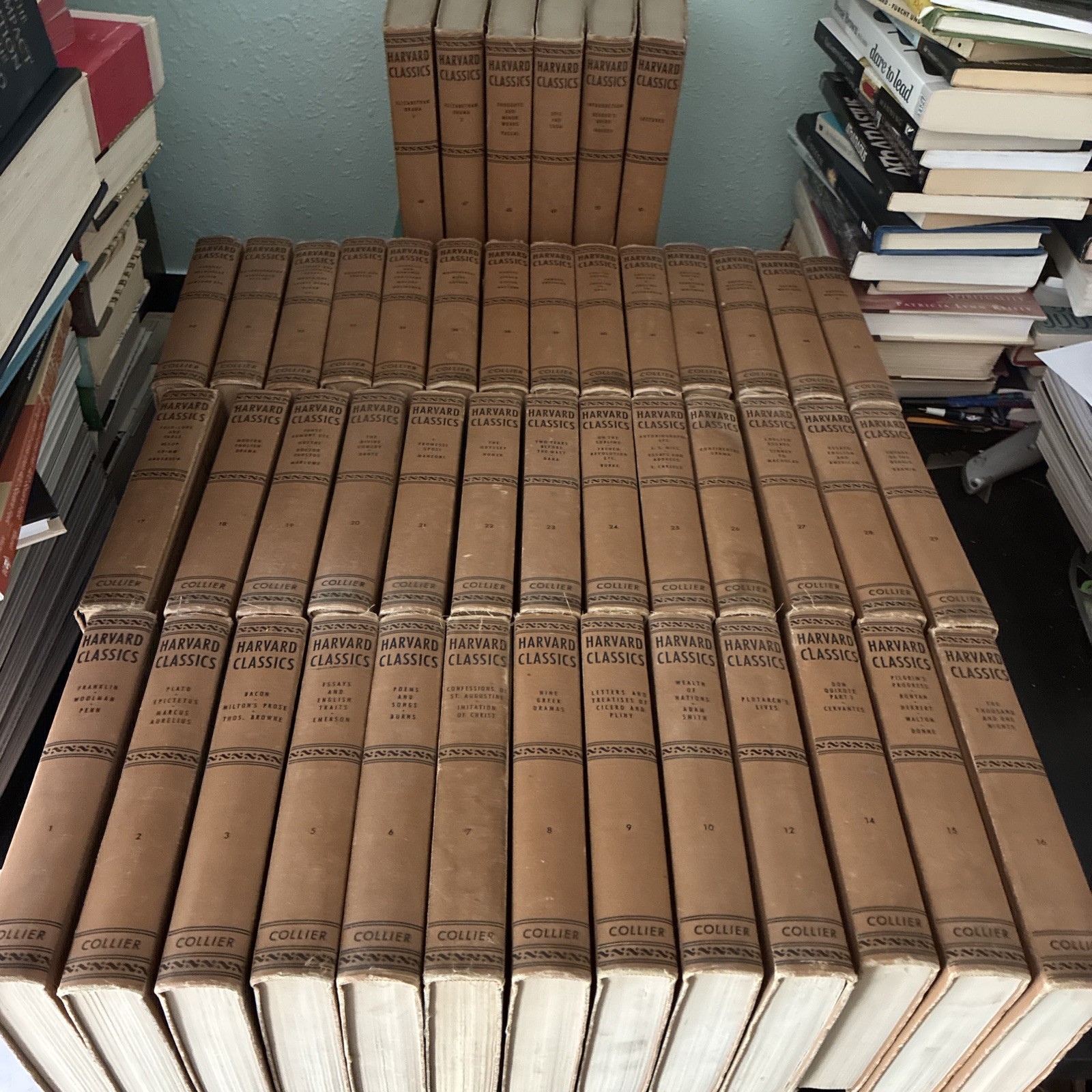 THE HARVARD CLASSICS Set 1-51 (MISSING vol 4,11,13,34,37) fair condition 