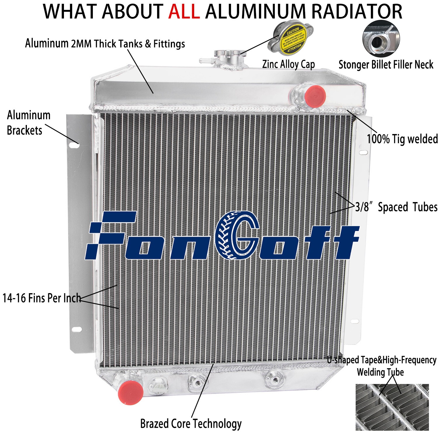 3 Rows Aluminum Radiator FOR 1954 1955 56 Ford Customline Club Country Sedan V8\'