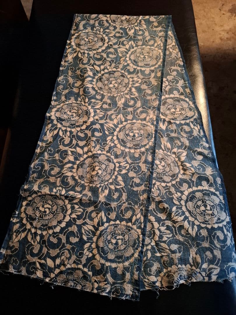 Indigo Shibori Katazome Fabric 33x167 Vintage Textile Handcrafted Rare Indigo Shibori Katazome Fabric 33x167 Vintage Textile Handcrafted Rare