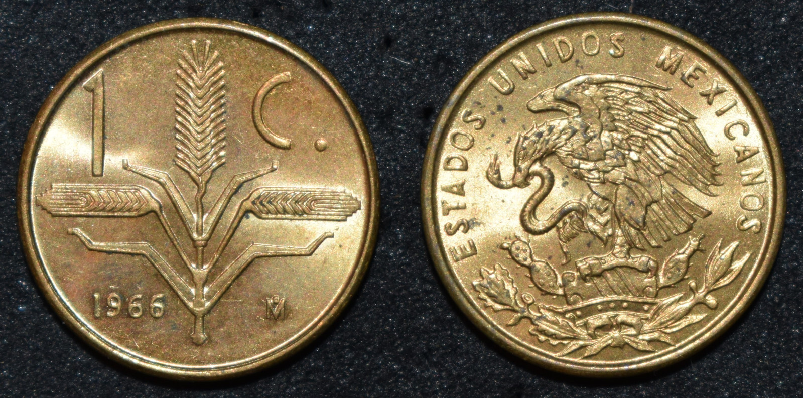 * 1966 Mexico 1 Centavo - Uncirculated - KM417 - Brass