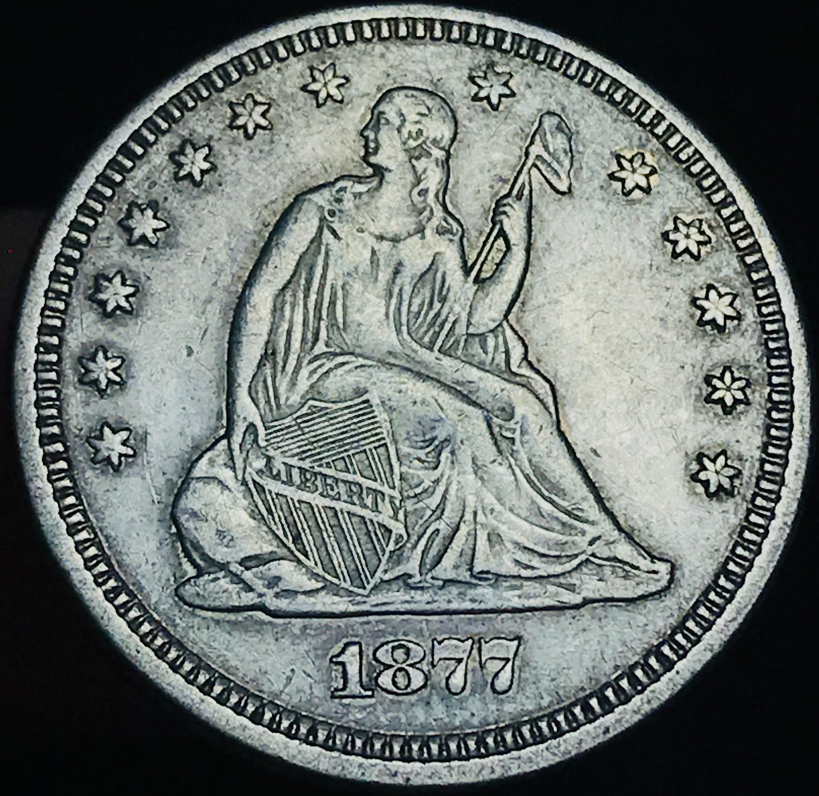 1877 Seated Liberty Quarter 25C Ungraded Choice 90% Silver US Coin CC31550