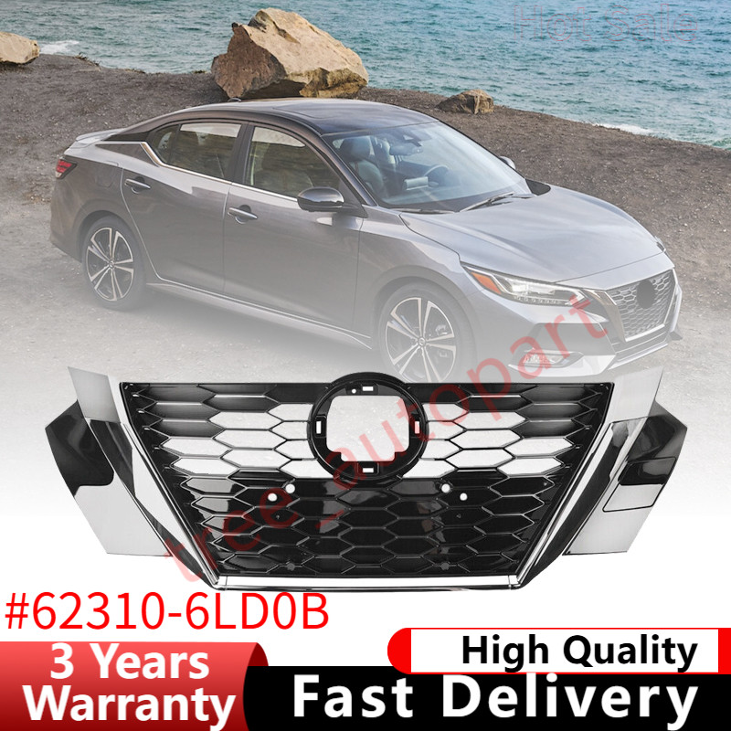 62310-6LD0B Fits For Nissan Sentra 2020 2021 2022 2023 Chrome Front Grille Black